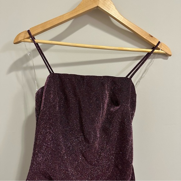 3/$20⚡️ Too Glam Purple Glitter Mini Dress Rouched Side Homecoming Dance - Picture 6 of 14